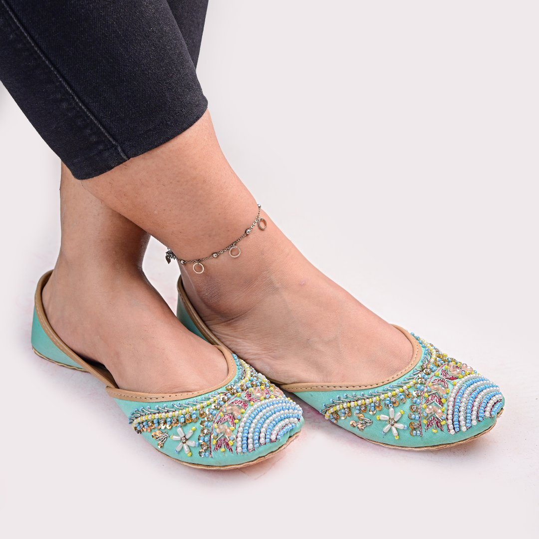 On Your Feets Emb Khussa-Blue Blossom