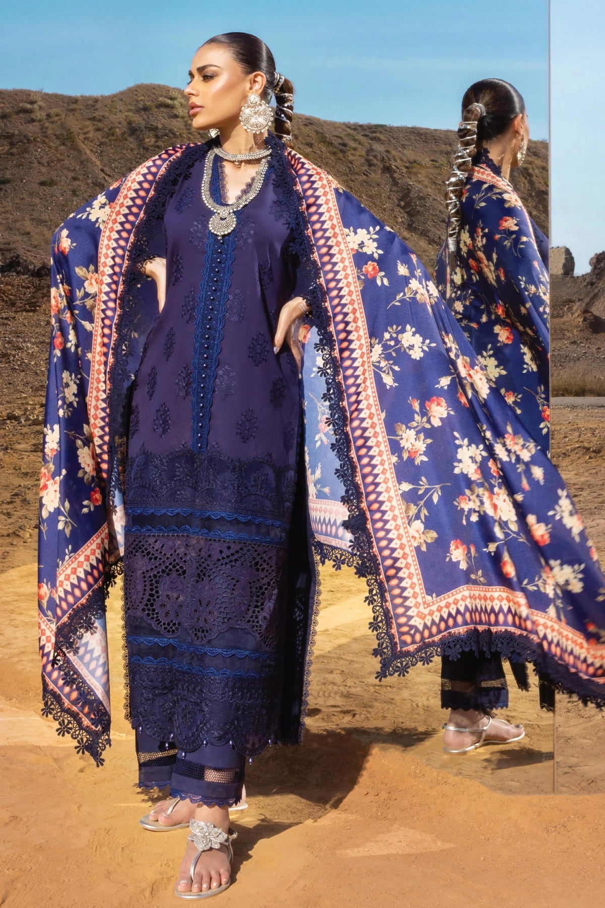 Zainab Chottani Unstitched 3 Piece Luxury Chikankari Lawn Collection'2023-ZC-09-B