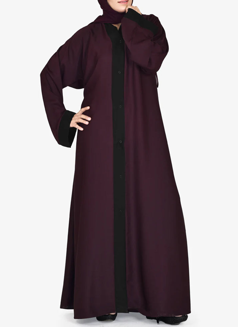Hijab Ul Hareem Plain Contrast Color Nida Abaya without Dupatta 0116-PR Arabis