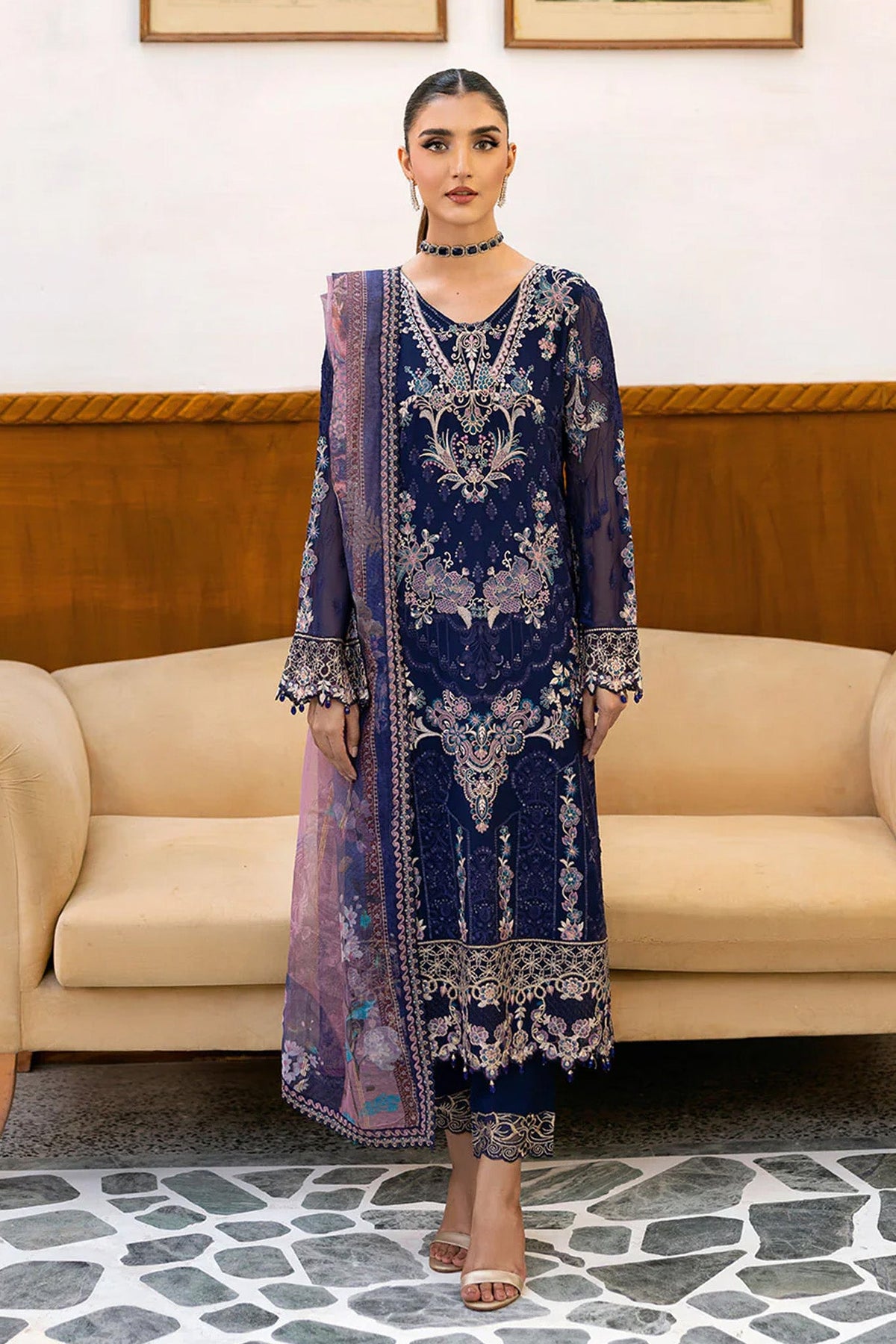 Chevron by Ramsha Unstitched 3 Piece Formals Vol-10 Collection'2025-A-1012
