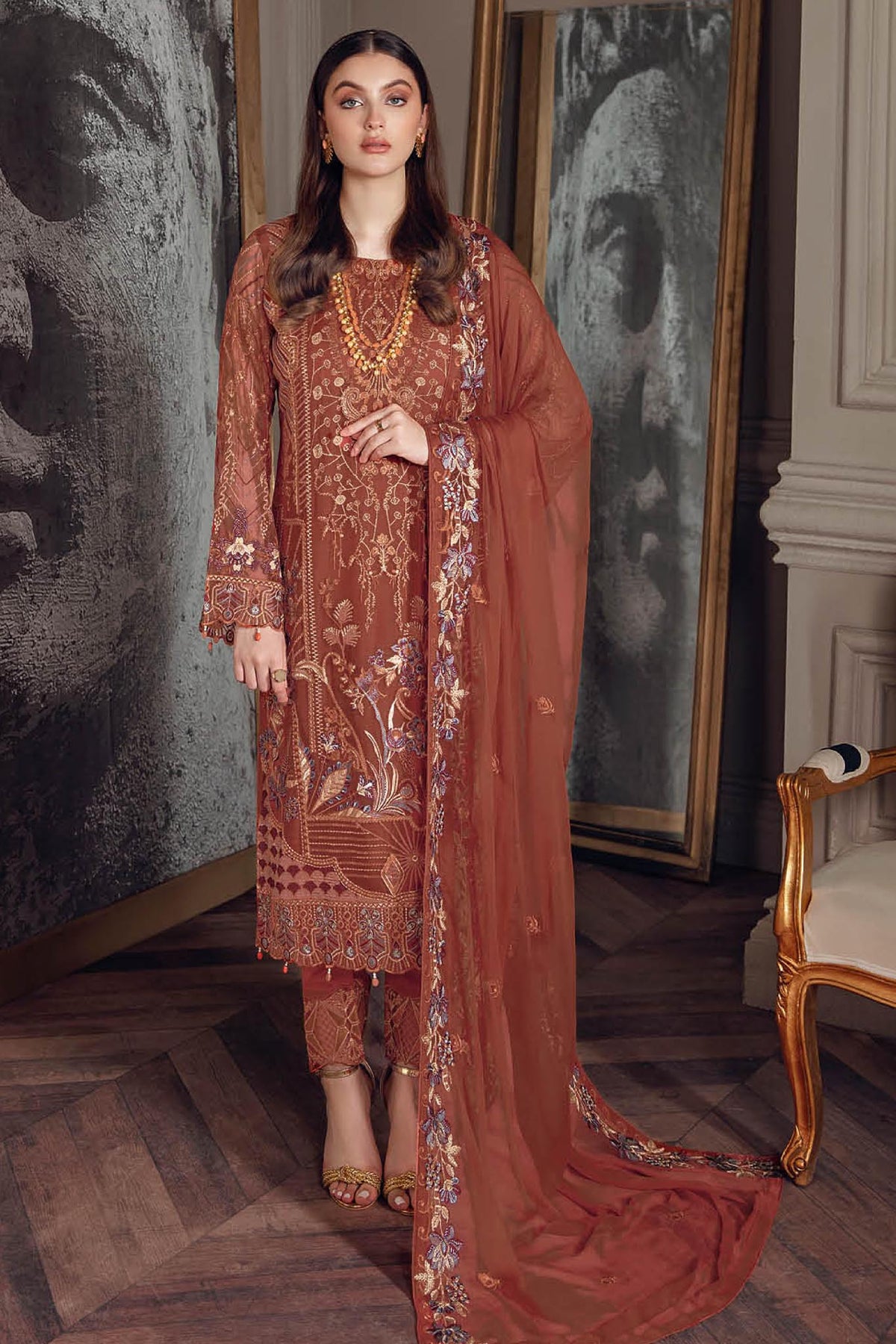 Chevron by Ramsha Unstitched 3 Piece Chiffon Vol-05 Collection'2022-A-512