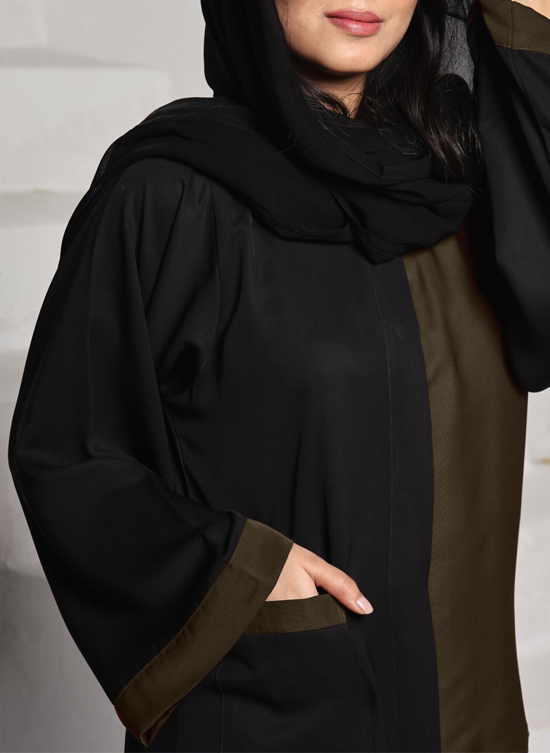 Hijab Ul Hareem Nida Front Open Abaya Brown 0118-R-A701