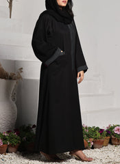 Hijab Ul Hareem Nida Front Open Abaya Black and Grey 0118-R-A701