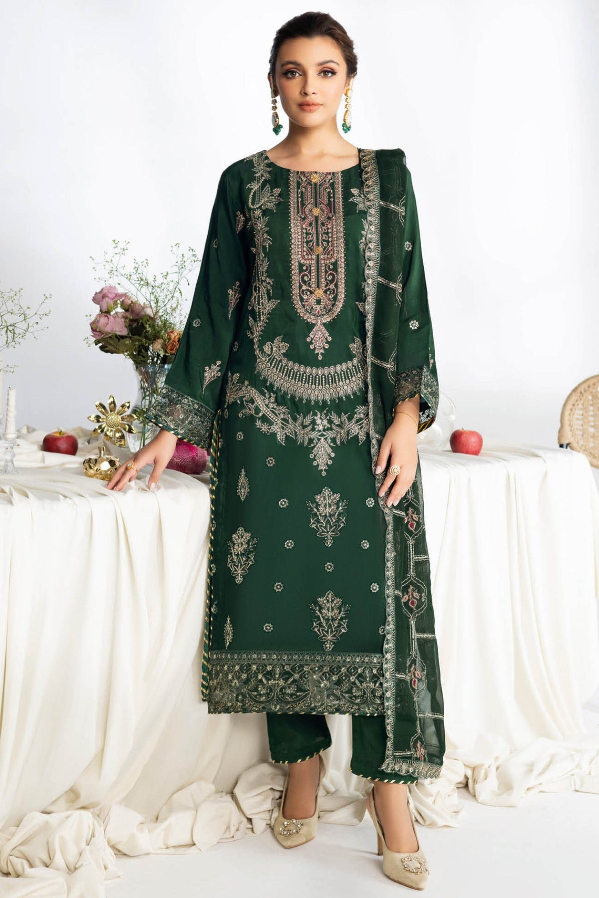 Aangan by Ramsha Unstitched 3 Piece Luxury Raw Silk Vol-01 Collection'2025-AA-107