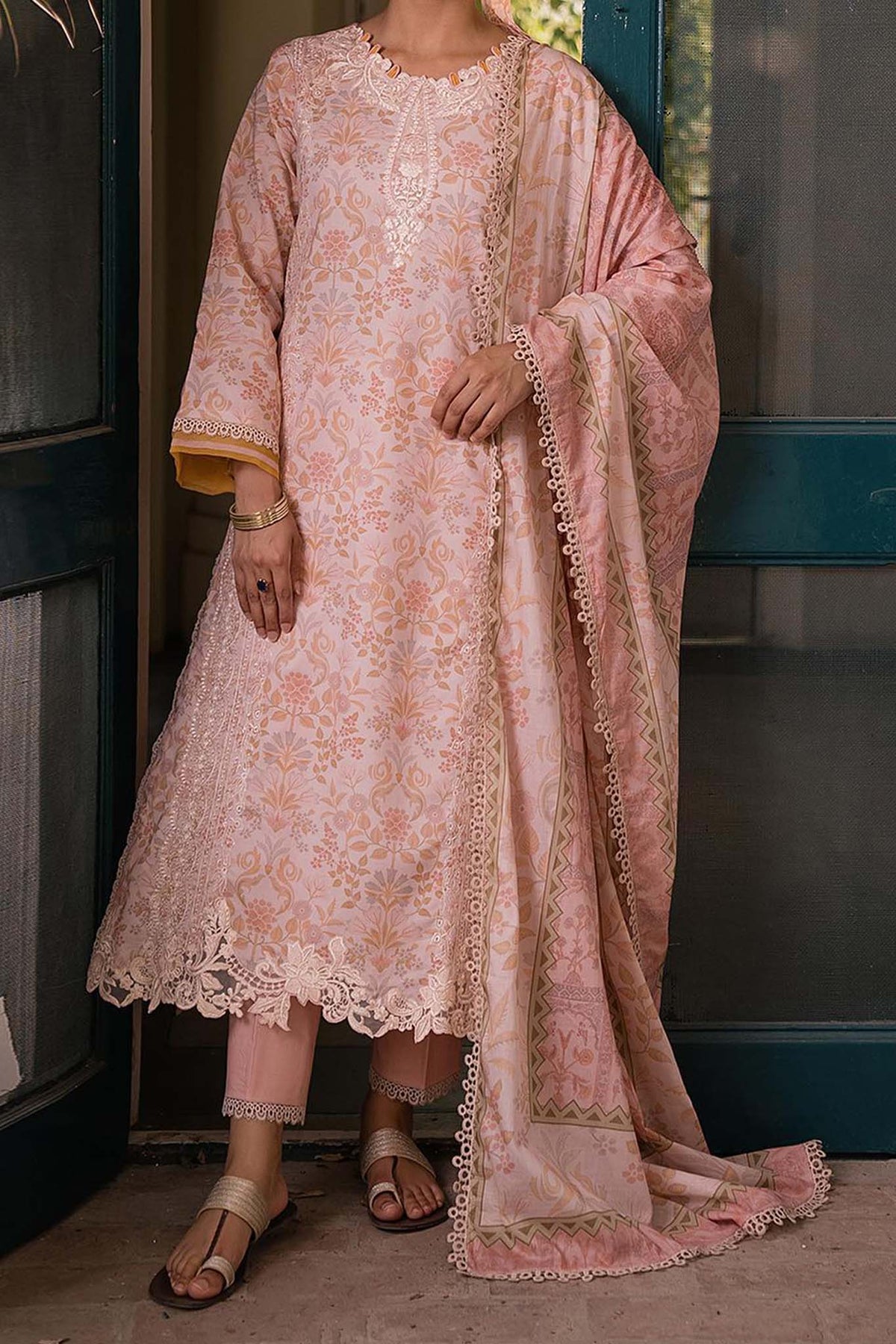 Shezlin by Aabyaan Unstitched 3 Piece Chikankari Print Lawn Collection'2023-AC-07