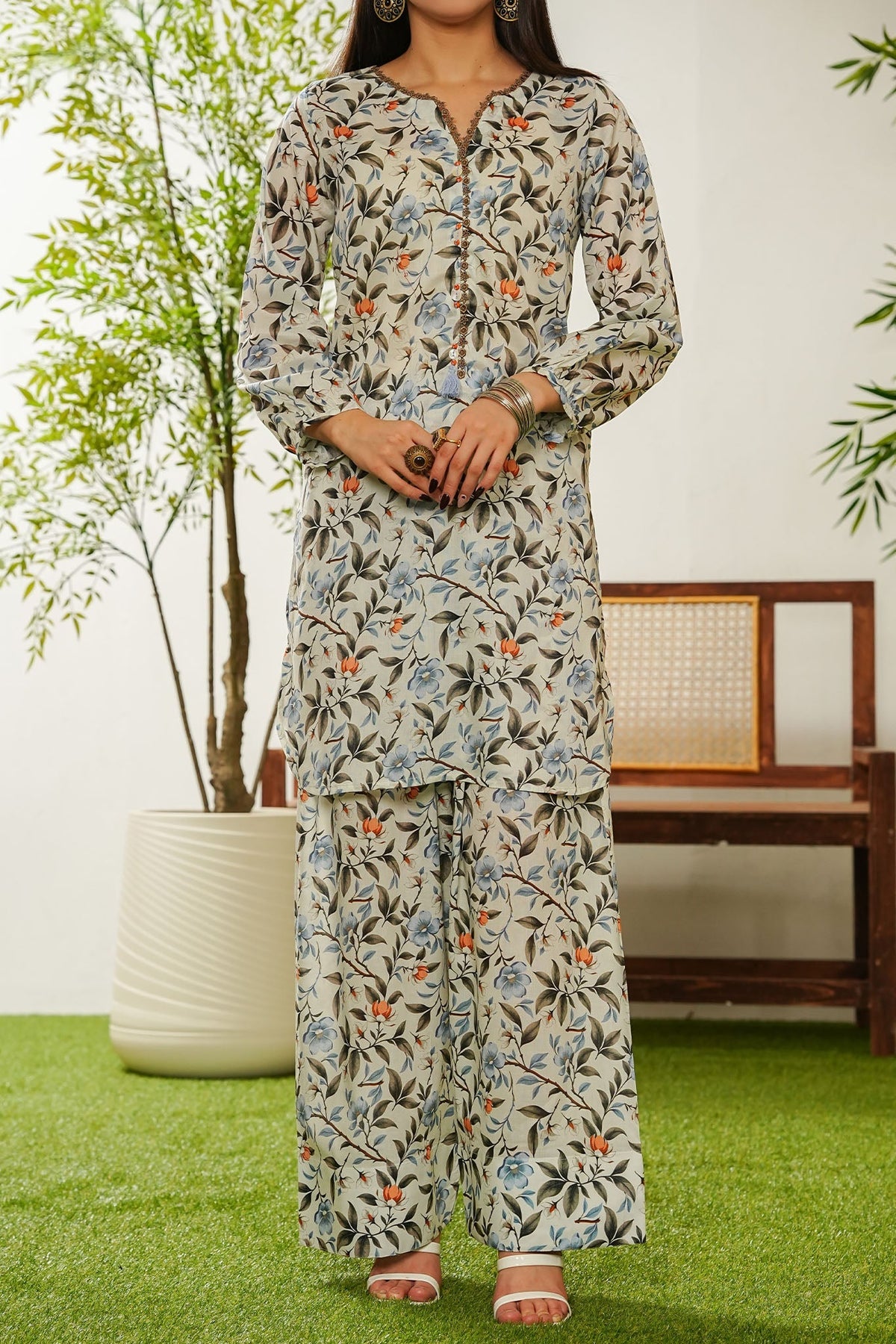 Aizal Stitched 2 Piece Co Ords Prints Collection'2025-A-C-681-WHITE