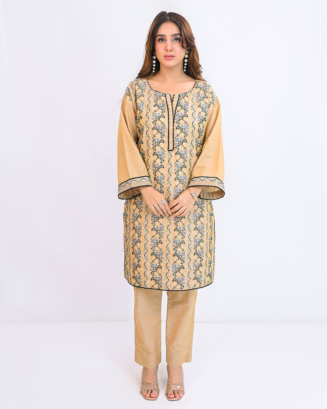 Miorah By Ayla Studio Stitched Solid Embroidered Co-ord - Taskeen