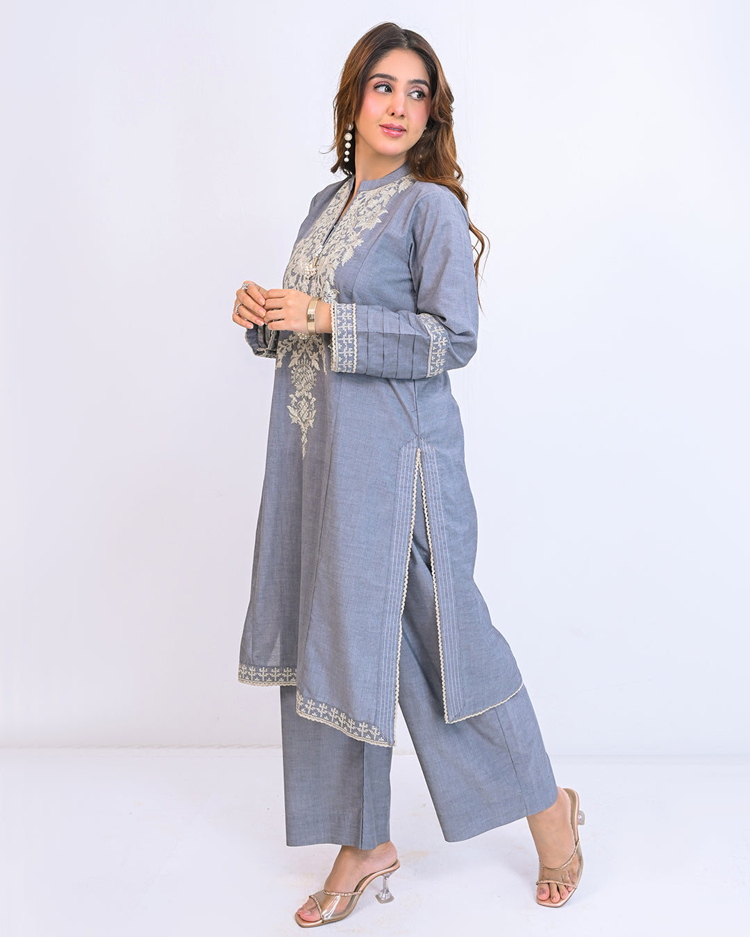 Miorah By Ayla Studio Stitched Solid Embroidered Co-ord -Fitoor