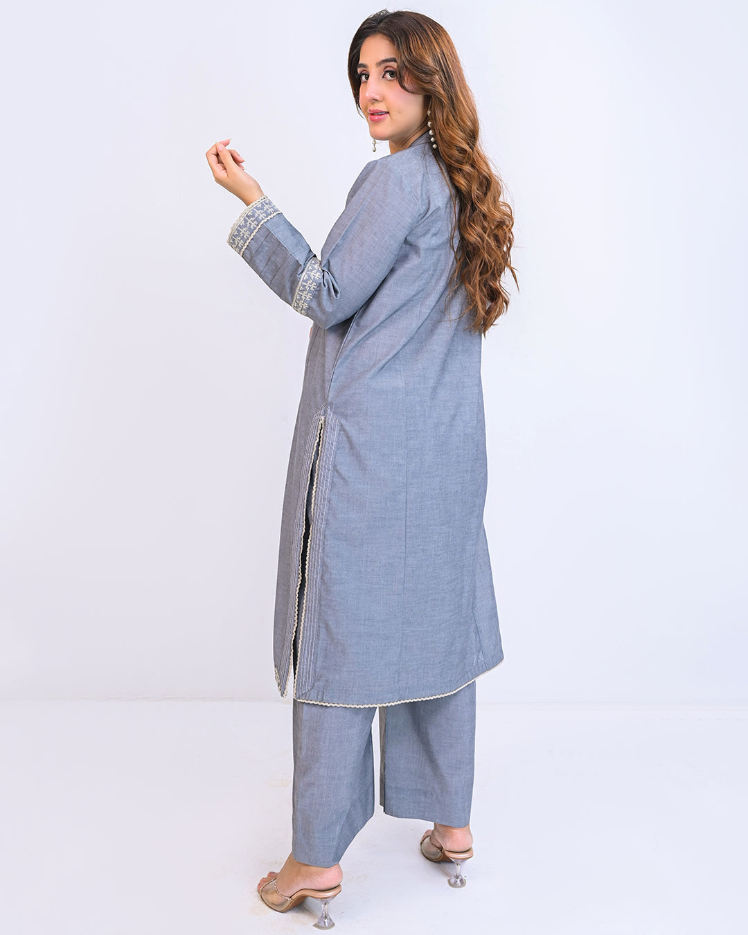 Miorah By Ayla Studio Stitched Solid Embroidered Co-ord -Fitoor