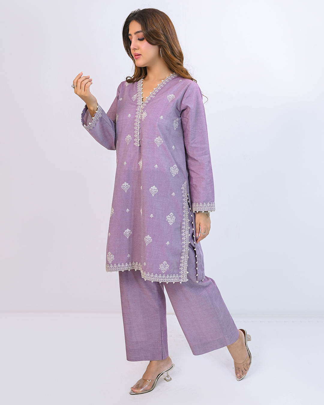 Miorah By Ayla Studio Stitched Solid Embroidered Co-ord - Tamana
