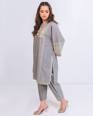Miorah By Ayla Studio Stitched Solid Embroidered Co-ord  - Shafaq