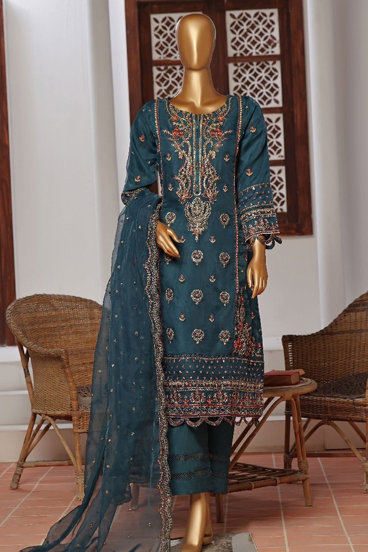 Mahpara By Sada Bahar Stitched 3 Piece Festive Formals Vol-08 Collection'2024-AG-27-Green