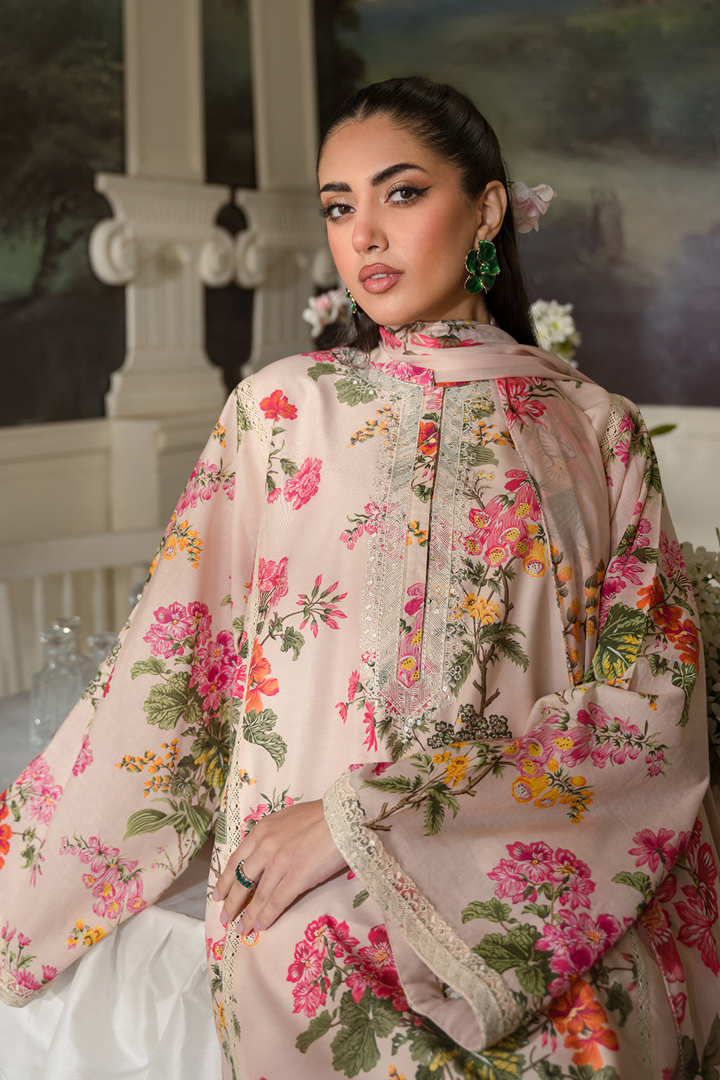 Fresco By Sheenora Stitched 3 Piece Lawn Edit Collection'2024-Musk Pink