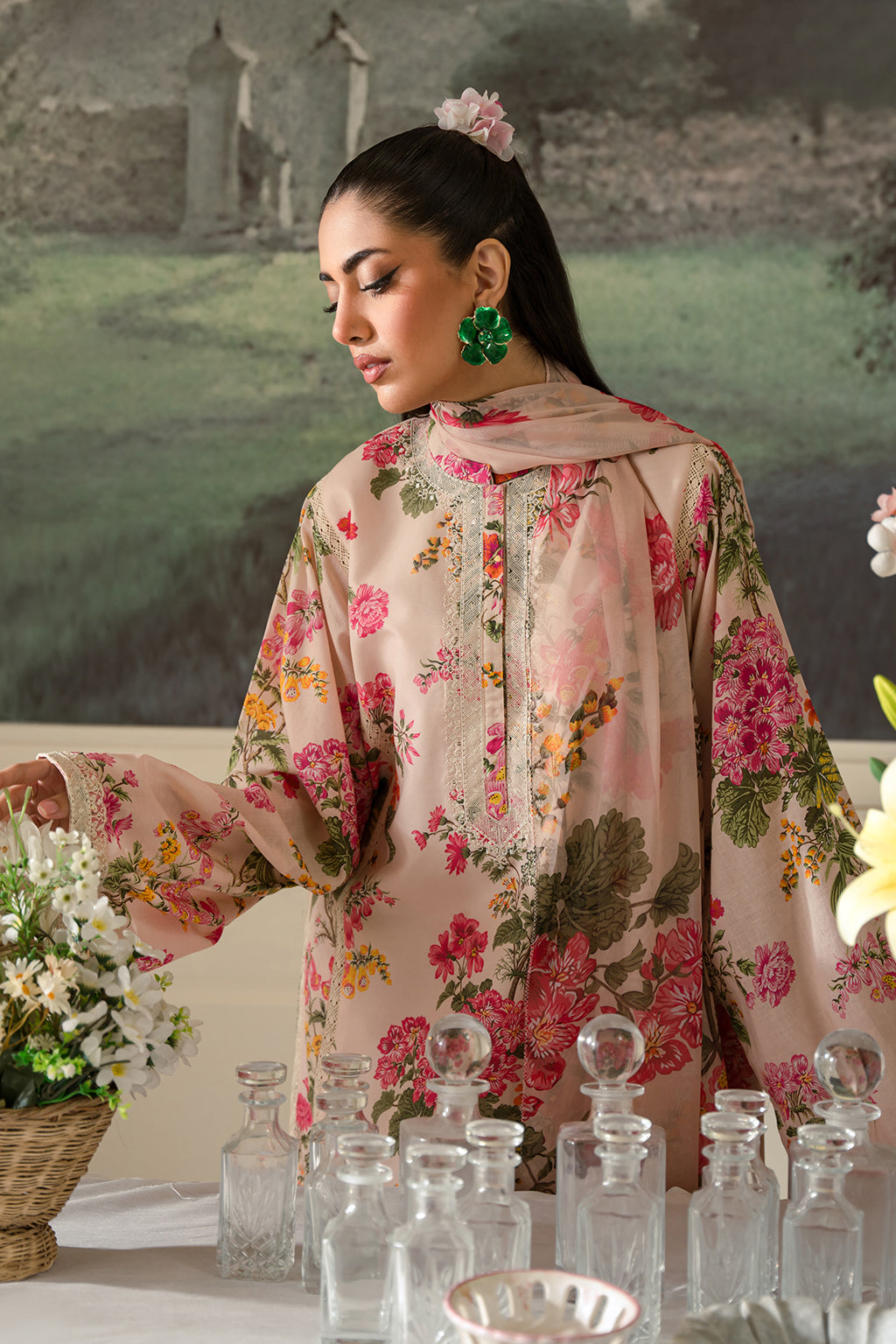 Fresco By Sheenora Stitched 3 Piece Lawn Edit Collection'2024-Musk Pink