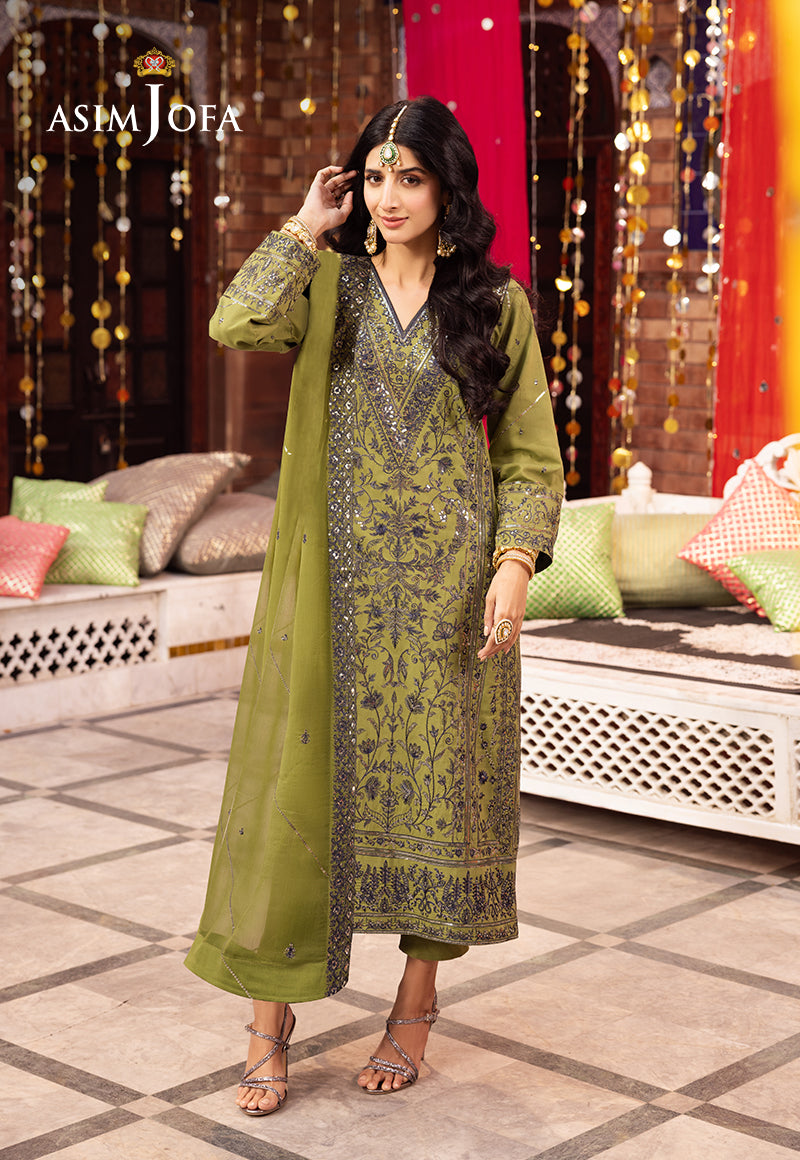 Asim Jofa Chamak Damak Pret Ajcdb-10 Embroidered Twisted Silk Stitched 3 Pcs