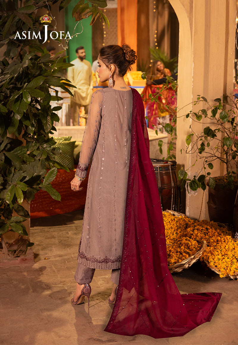 Asim Jofa Chamak Damak Pret Ajcdb-15 Embroidered Net Stitched 3 Pcs