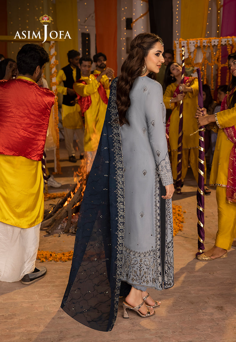 Asim Jofa Dastaan Pret Ajdab-08 Embroidered Chiffon Stitched 3 Pcs