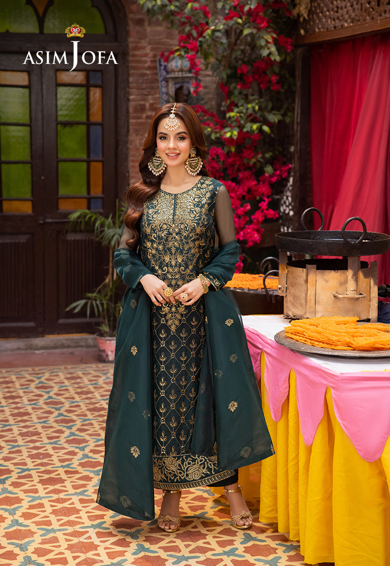 Asim Jofa Festive Luxe Pret Ajemb-25 Embroidered Organza Stitched 3 Pcs