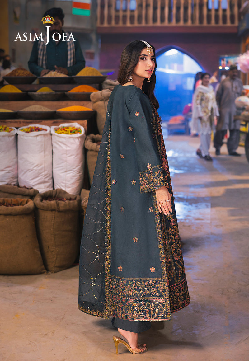 Asim Jofa Chamkeeli Pret Ajkkb-09 Embroidered Twisted Silk Stitched 3 Pcs