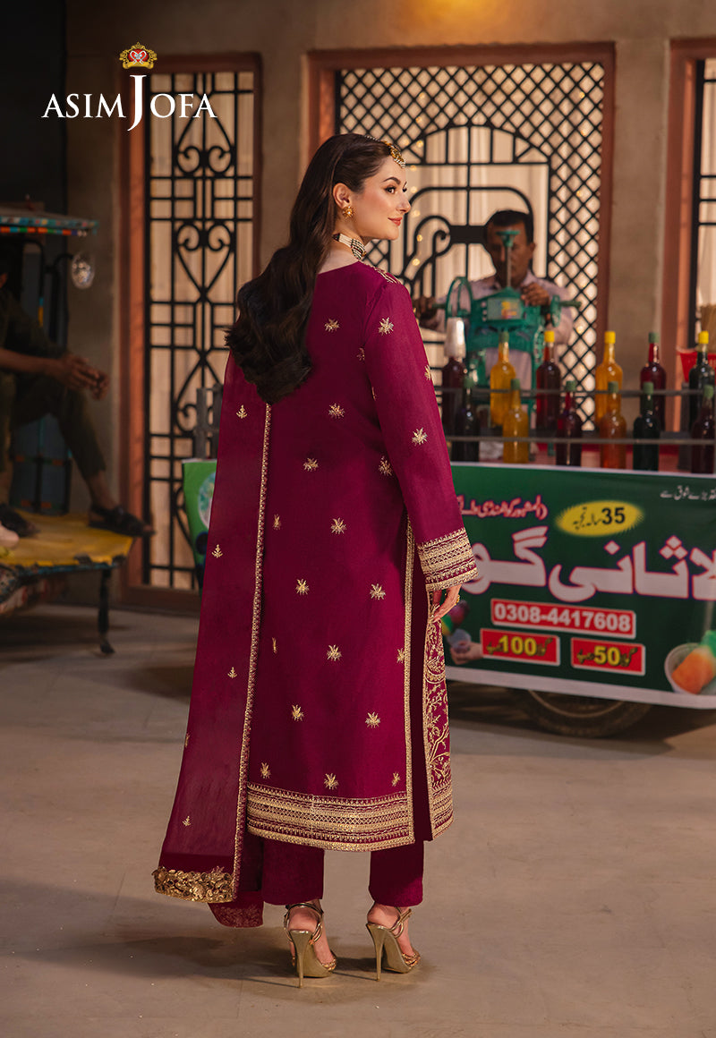 Asim Jofa Chamkeeli Pret Ajkkb-03 Embroidered Twisted Silk Stitched 3 Pcs
