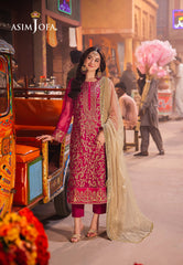 Asim Jofa Chamkeeli Pret Ajkkb-14 Embroidered Net Stitched 3 Pcs