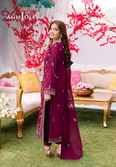 Asim Jofa Jag Mag Pret Ajmjb-03 Embroidered Lawn Silk Stitched  3 Pcs