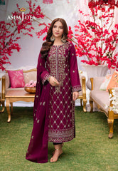 Asim Jofa Jag Mag Pret Ajmjb-03 Embroidered Lawn Silk Stitched  3 Pcs