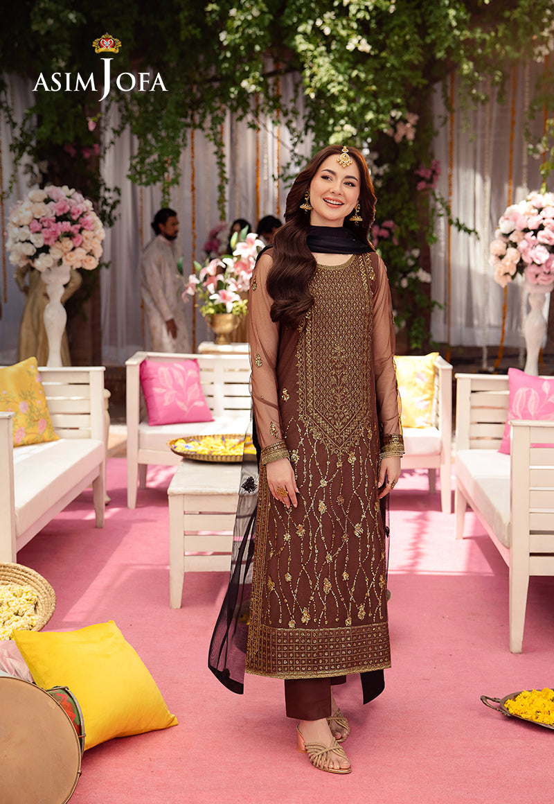 Asim Jofa Festive Luxe Pret Ajmjb-24 Embroidered Net Stitched 3 Pcs