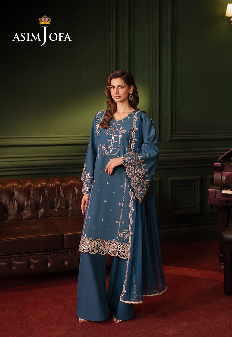Asim Jofa Premium Festive Pret Ajpfb-10 Embroidered Silk Stitched 3 Pcs