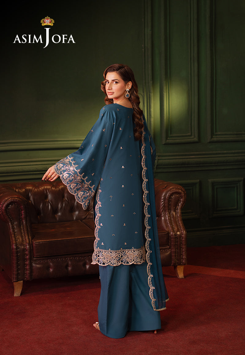 Asim Jofa Premium Festive Pret Ajpfb-10 Embroidered Silk Stitched 3 Pcs