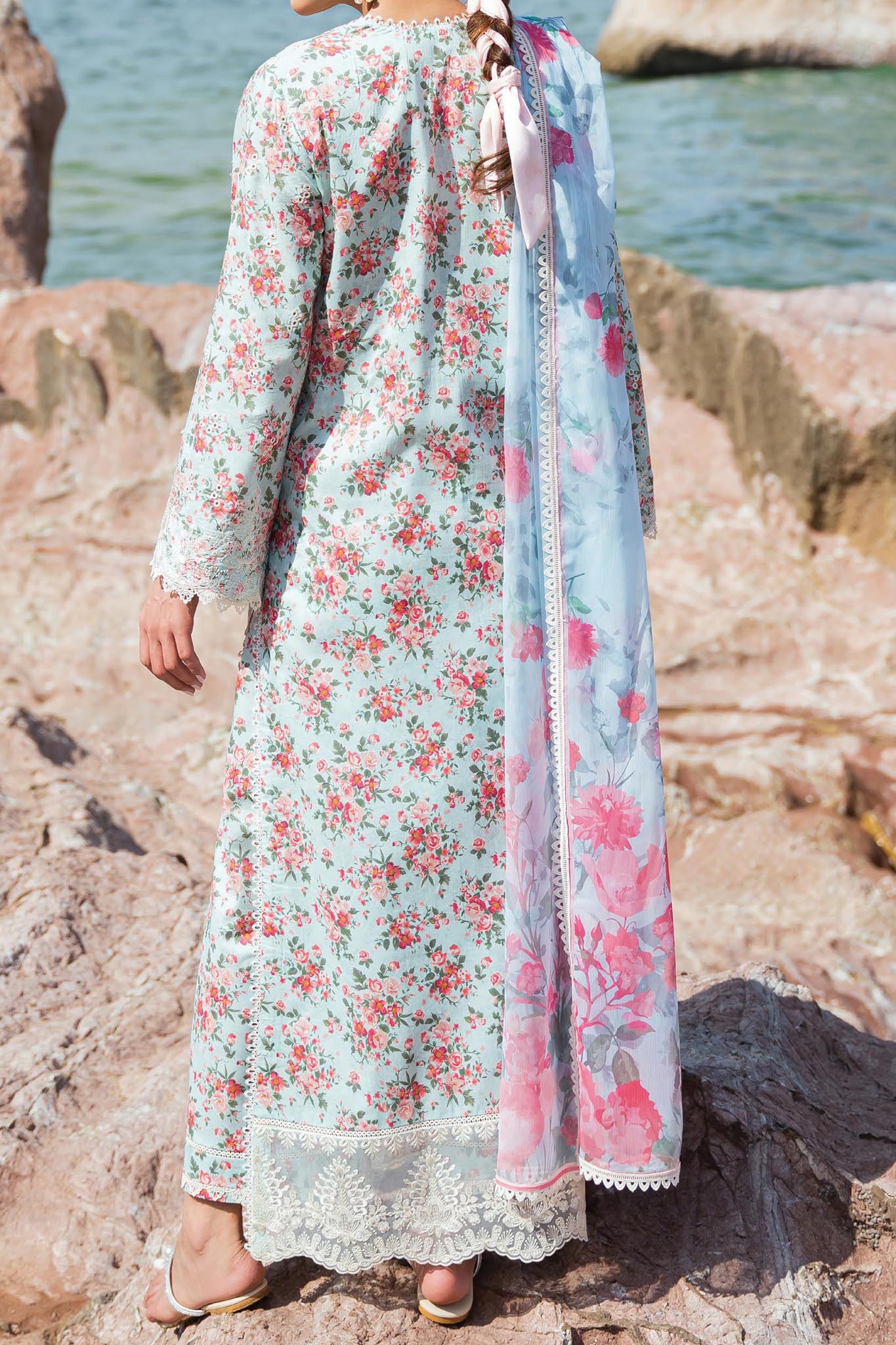 Summer Together By Afrozeh Unstitched 3 Piece Lawnkari Vol-02 Collection'2024-AL-10-Topaz