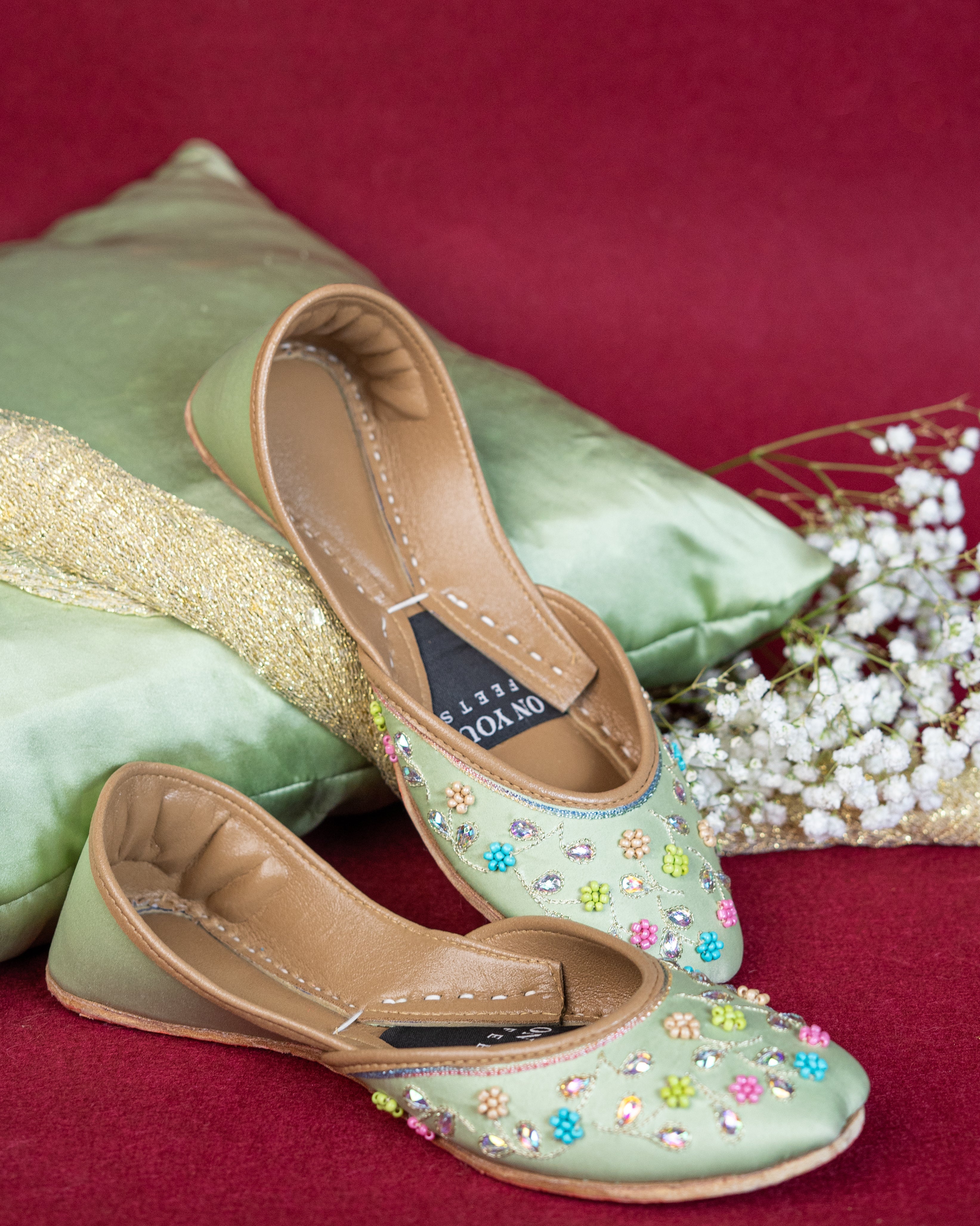 On Your Feets Emb Khussa-Mint Blossom