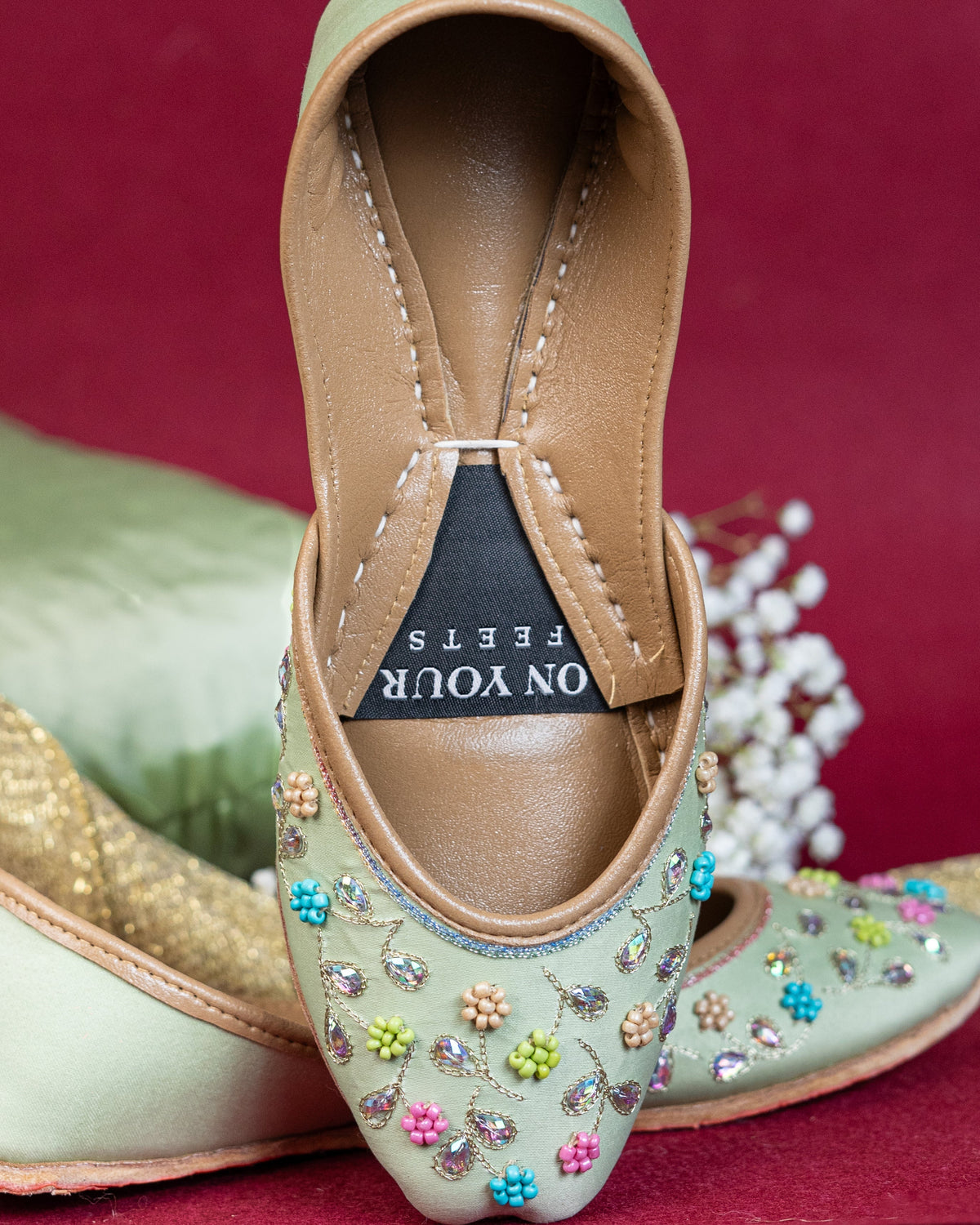On Your Feets Emb Khussa-Mint Blossom
