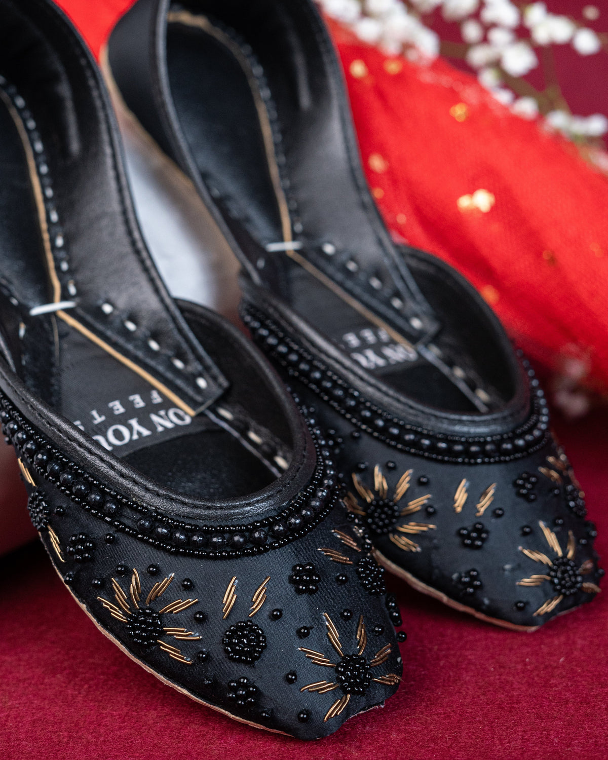 On Your Feets Emb Khussa-Snow flake (Black)