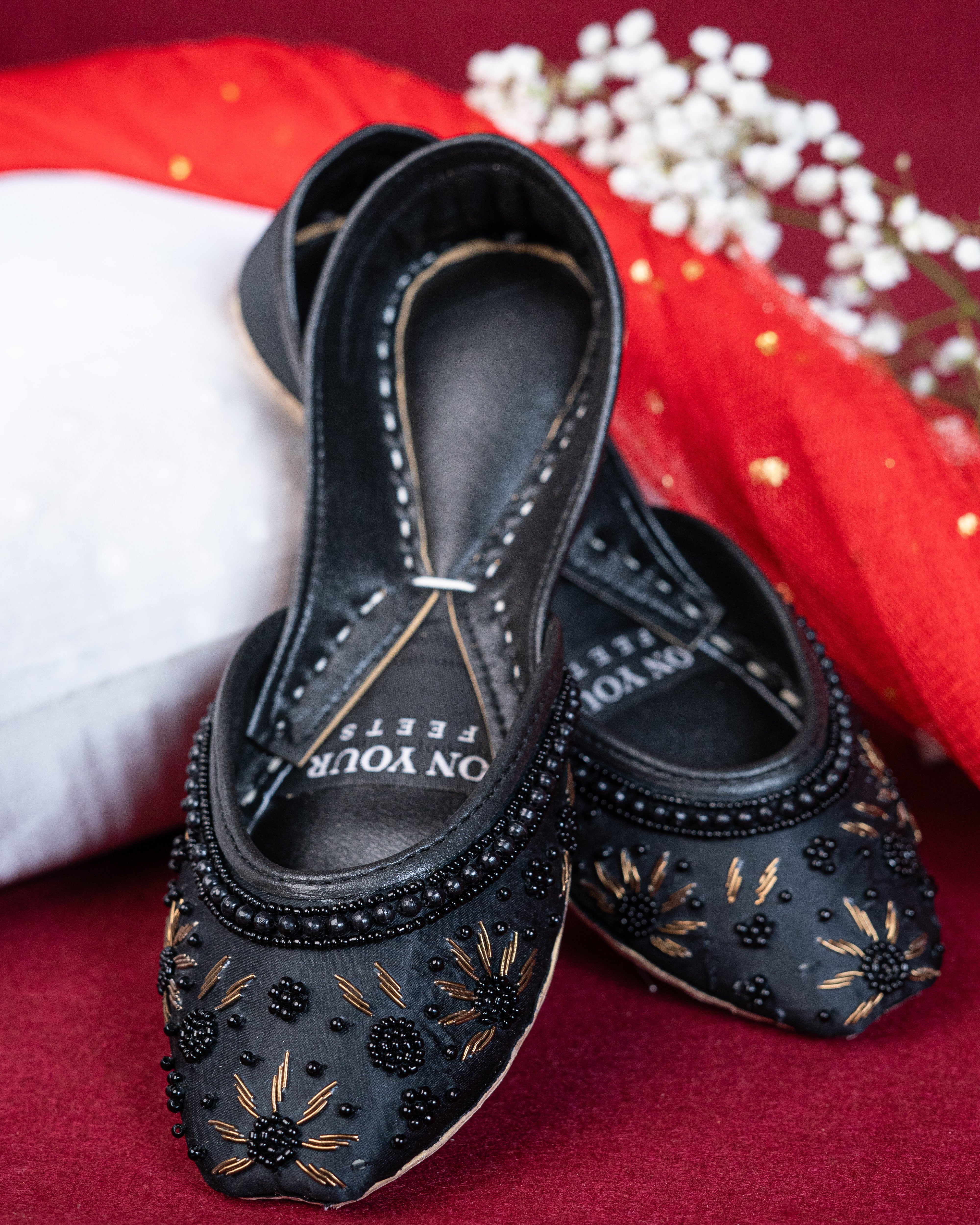 On Your Feets Emb Khussa-Snow flake (Black)