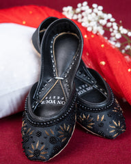 On Your Feets Emb Khussa-Snow flake (Black)