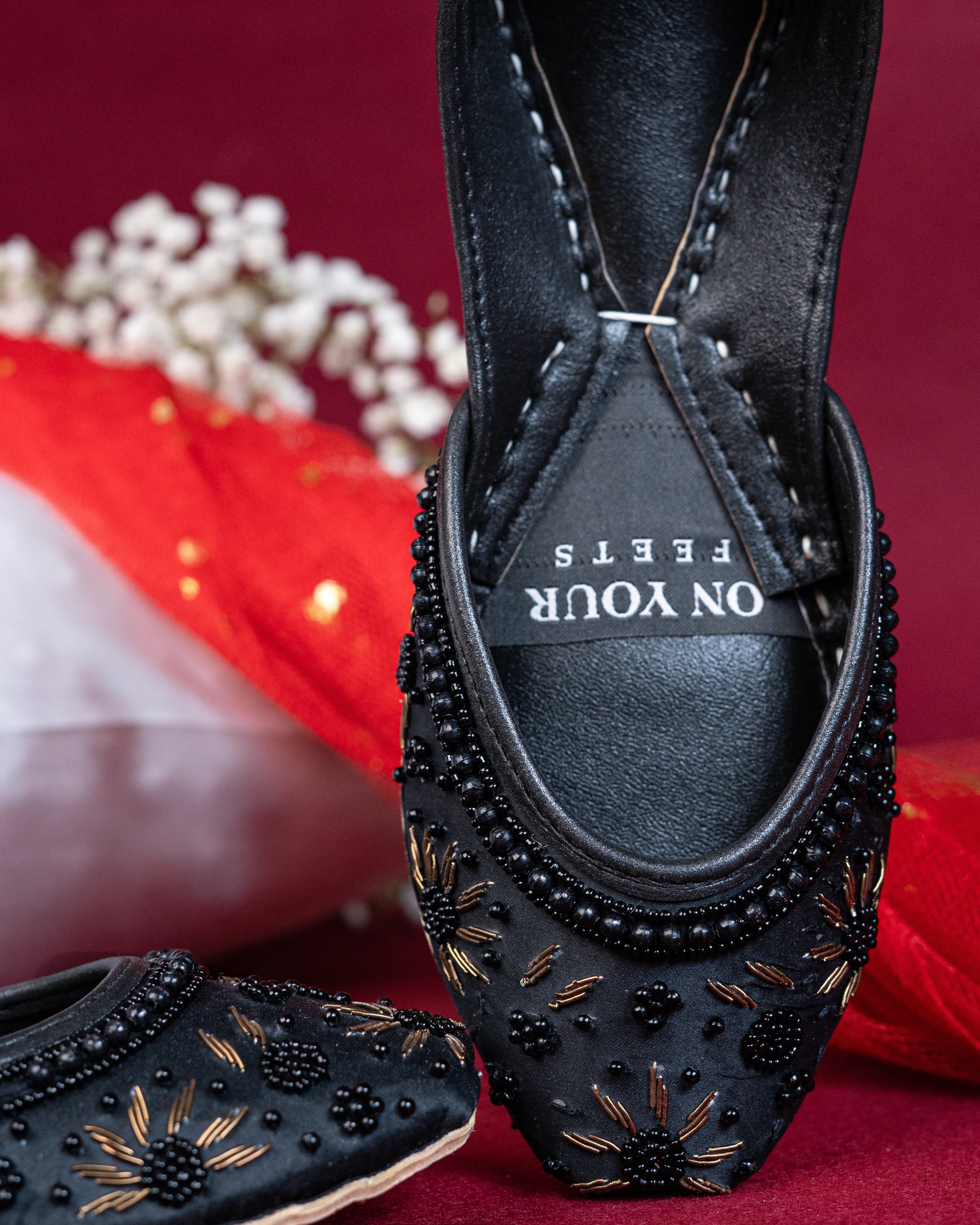 On Your Feets Emb Khussa-Snow flake (Black)