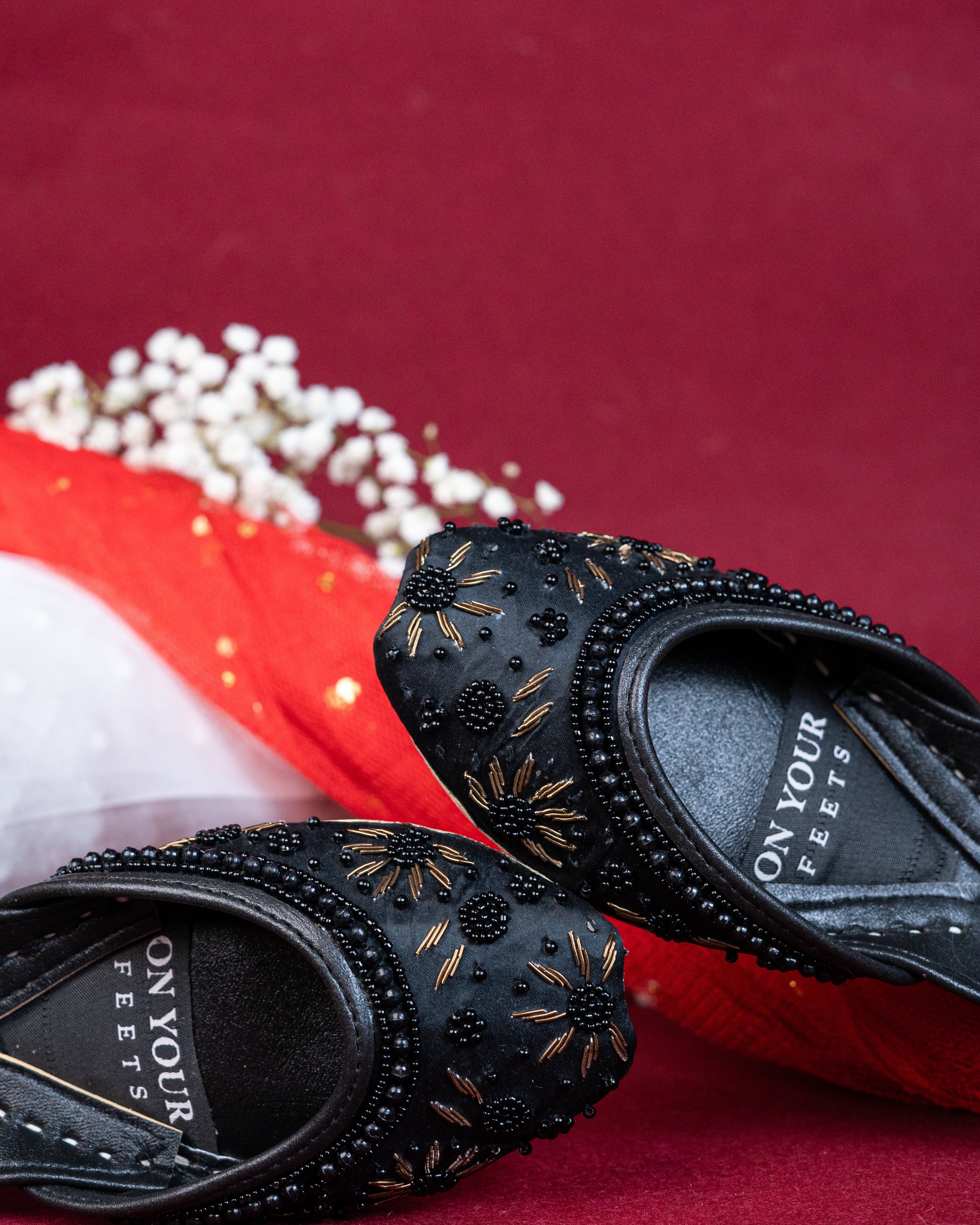 On Your Feets Emb Khussa-Snow flake (Black)