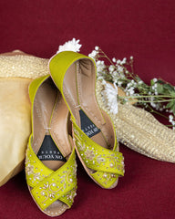 On Your Feets Emb Khussa-Lime Green
