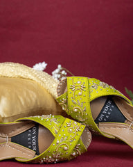 On Your Feets Emb Khussa-Lime Green