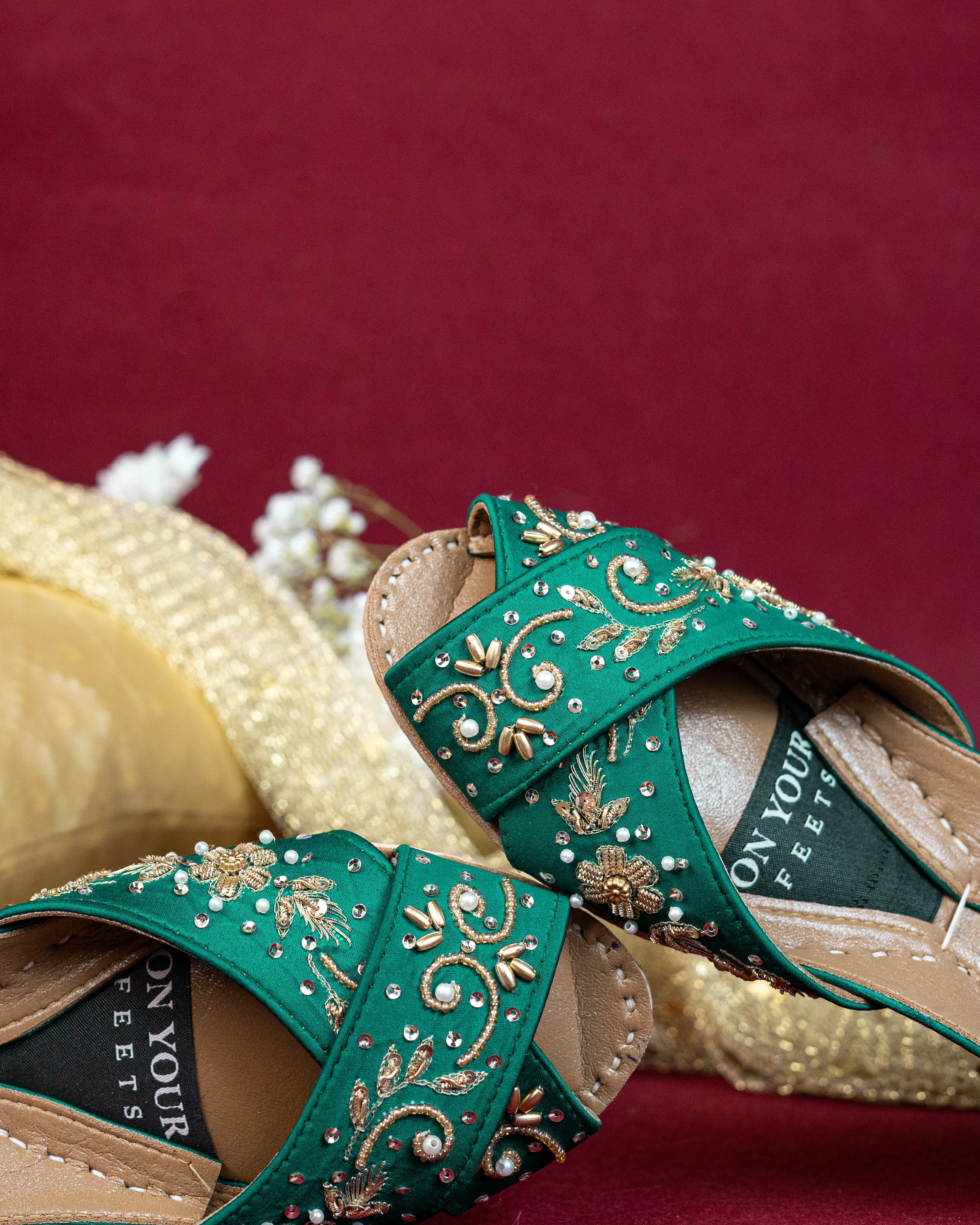 On Your Feets Casual Khussa-Elegant Green