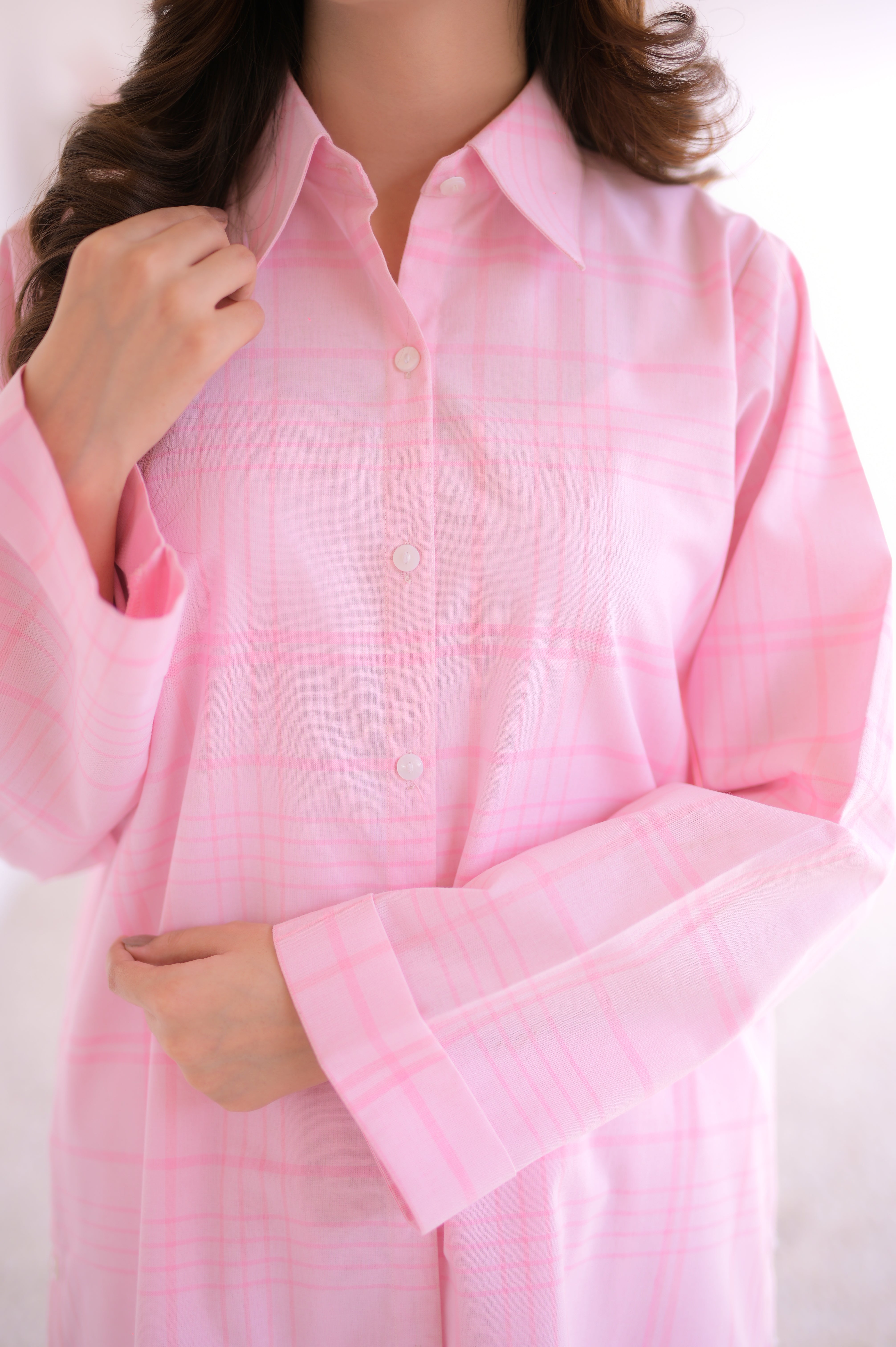 Tehzeeb Threads Winter Vol-1 Blush Grid Set | Stitched - 2 piece | Shirt & Shalwar