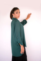Tehzeeb Threads Western Elegant Green Button-Down Shirt | Stitched - 1 Piece | Shirt