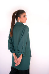 Tehzeeb Threads Western Elegant Green Button-Down Shirt | Stitched - 1 Piece | Shirt