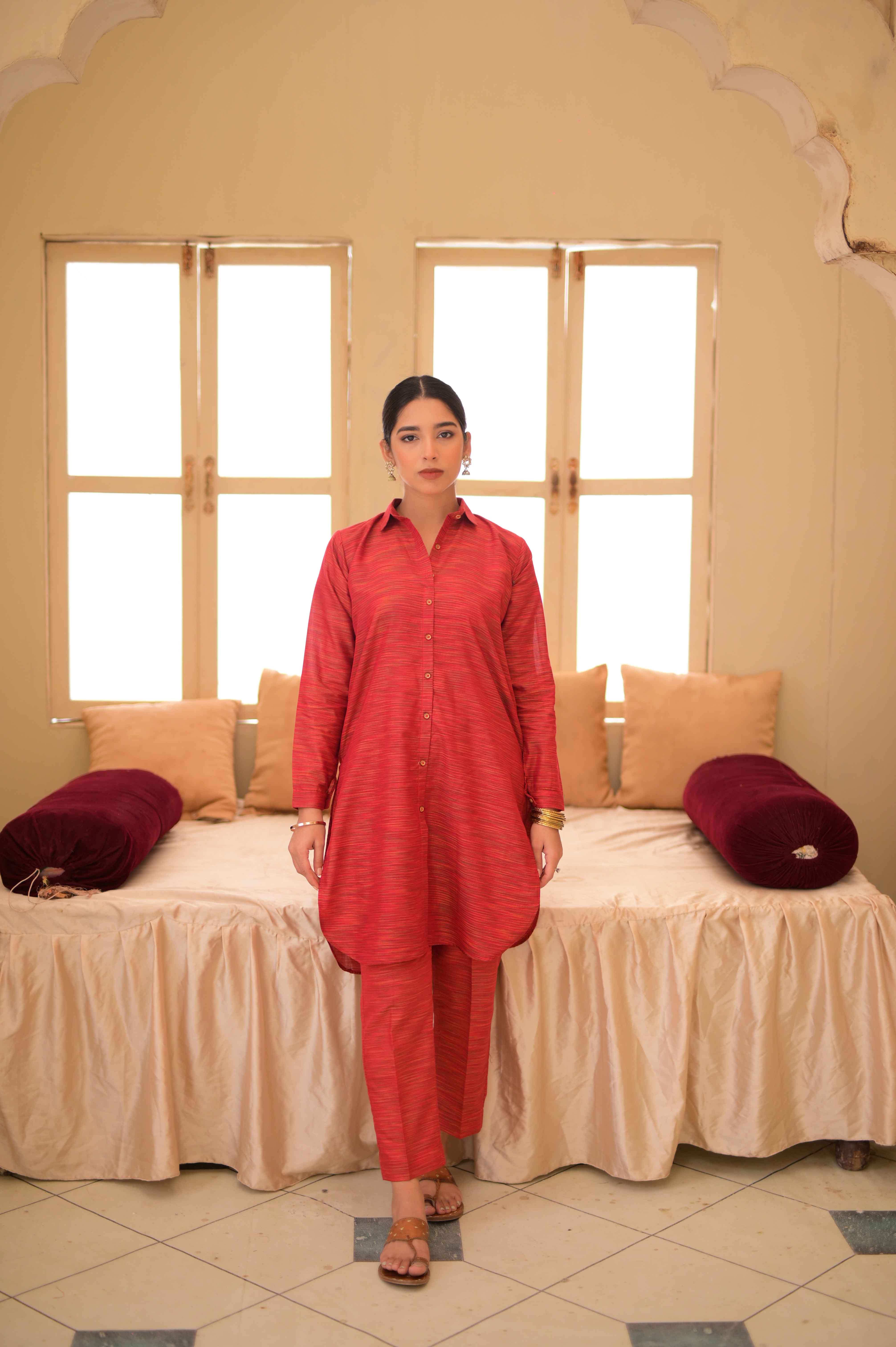 Tehzeeb Threads Summer Collection Cotton Multi Shades Stitched 2 Piece (Shirt/Trouser)