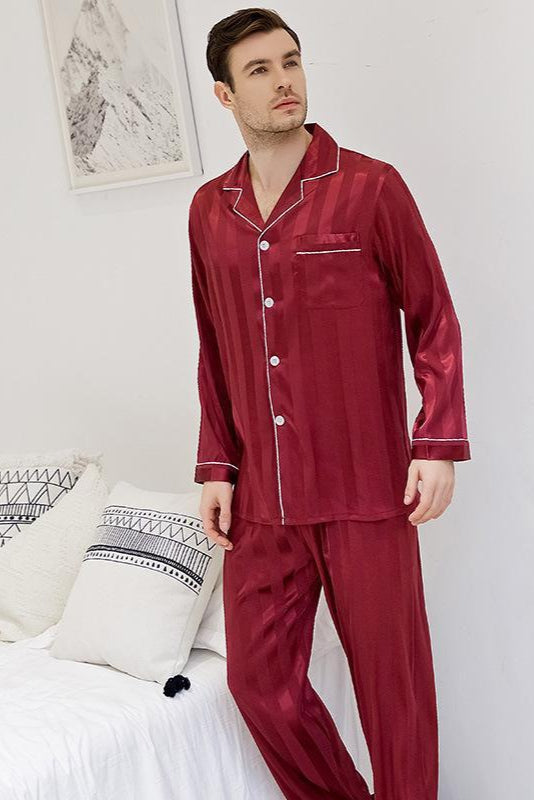 Studio By Arj She's inn Contrast Pipping Satin Silk Couple Pajama Sets  ARJ-COUP-02-BDG