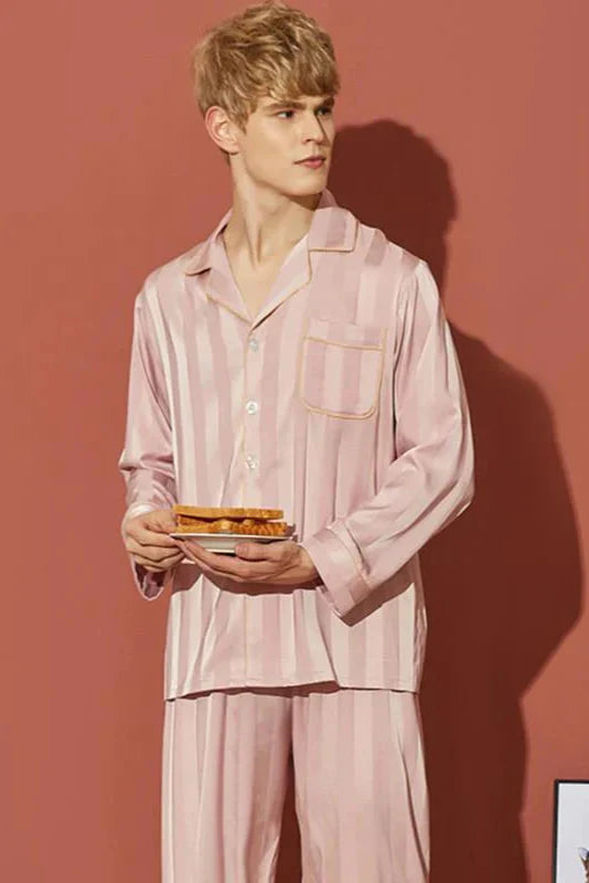 Studio By Arj She's inn Contrast Pipping Satin Silk Couple Pajama Sets  ARJ-COUP-02-TPK