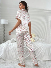 Studio By Arj She's Inn Fashion Flair Floral Print Contrast Piping Satin PJ Set  ARJ-PJ-FLWR-01