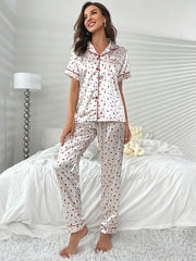 Studio By Arj She's Inn Fashion Flair Floral Print Contrast Piping Satin PJ Set  ARJ-PJ-FLWR-01