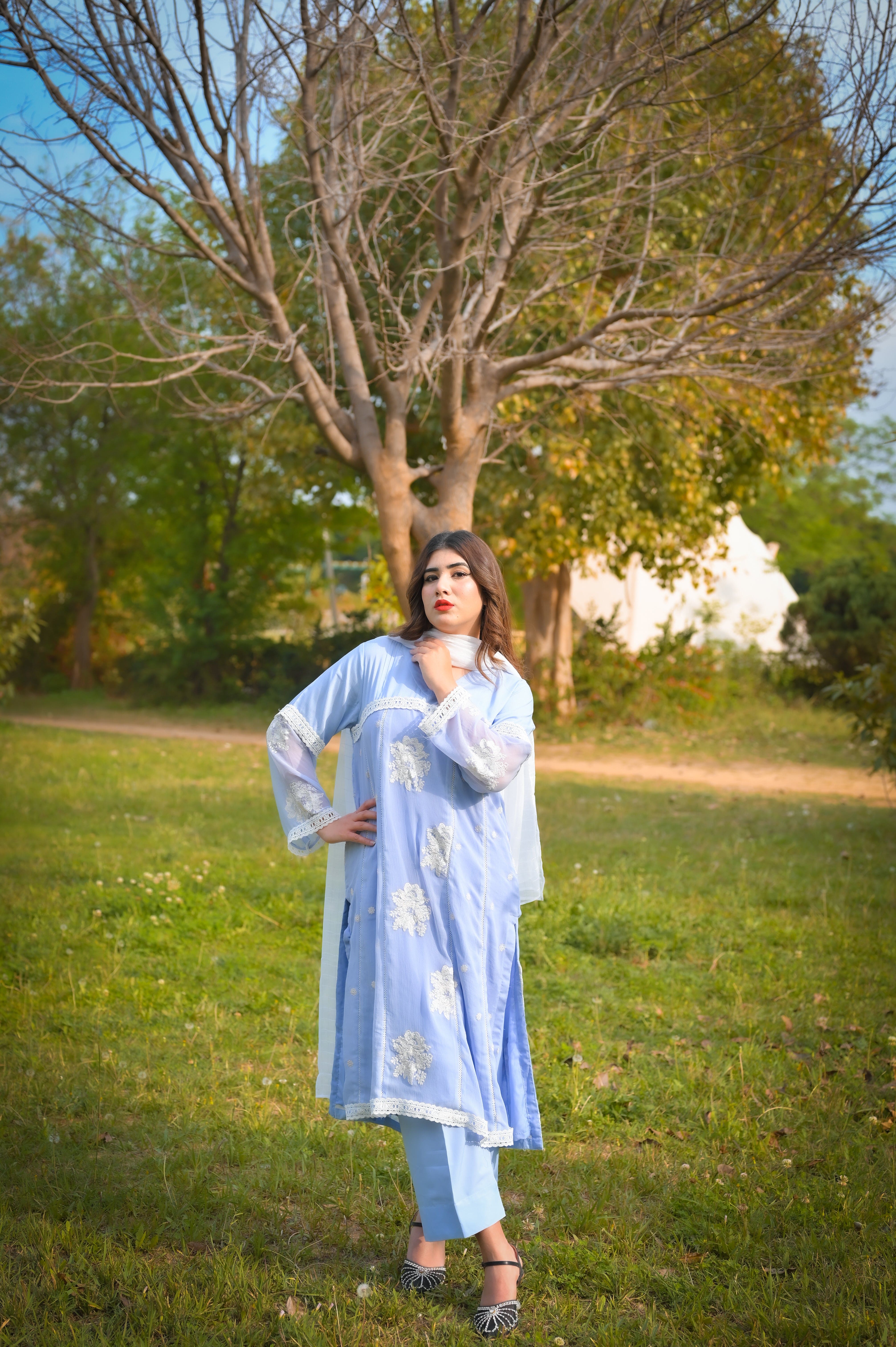 Urban Cut 1 Piece Embroidred Chiffon Kurta ( Lined )